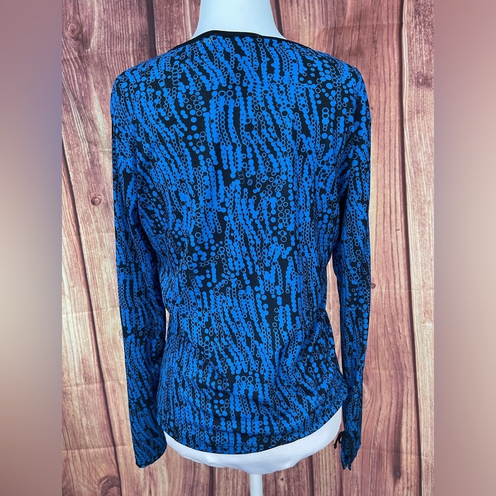 2 I.E. relaxed blue purple black long sleeve lightweight nylon women’s blouse M - Picture 6 of 17